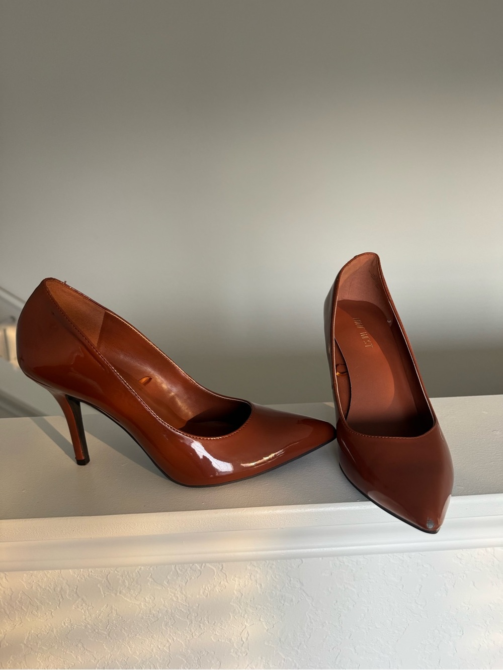 Nine West Fresh brown patent leather Pointy toe pumps size 10